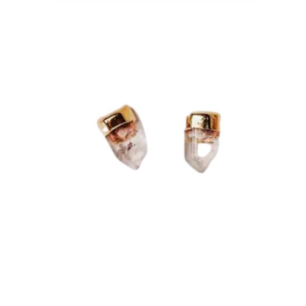 NEW JAXKELLY gold dip earrings in clear quartz point
